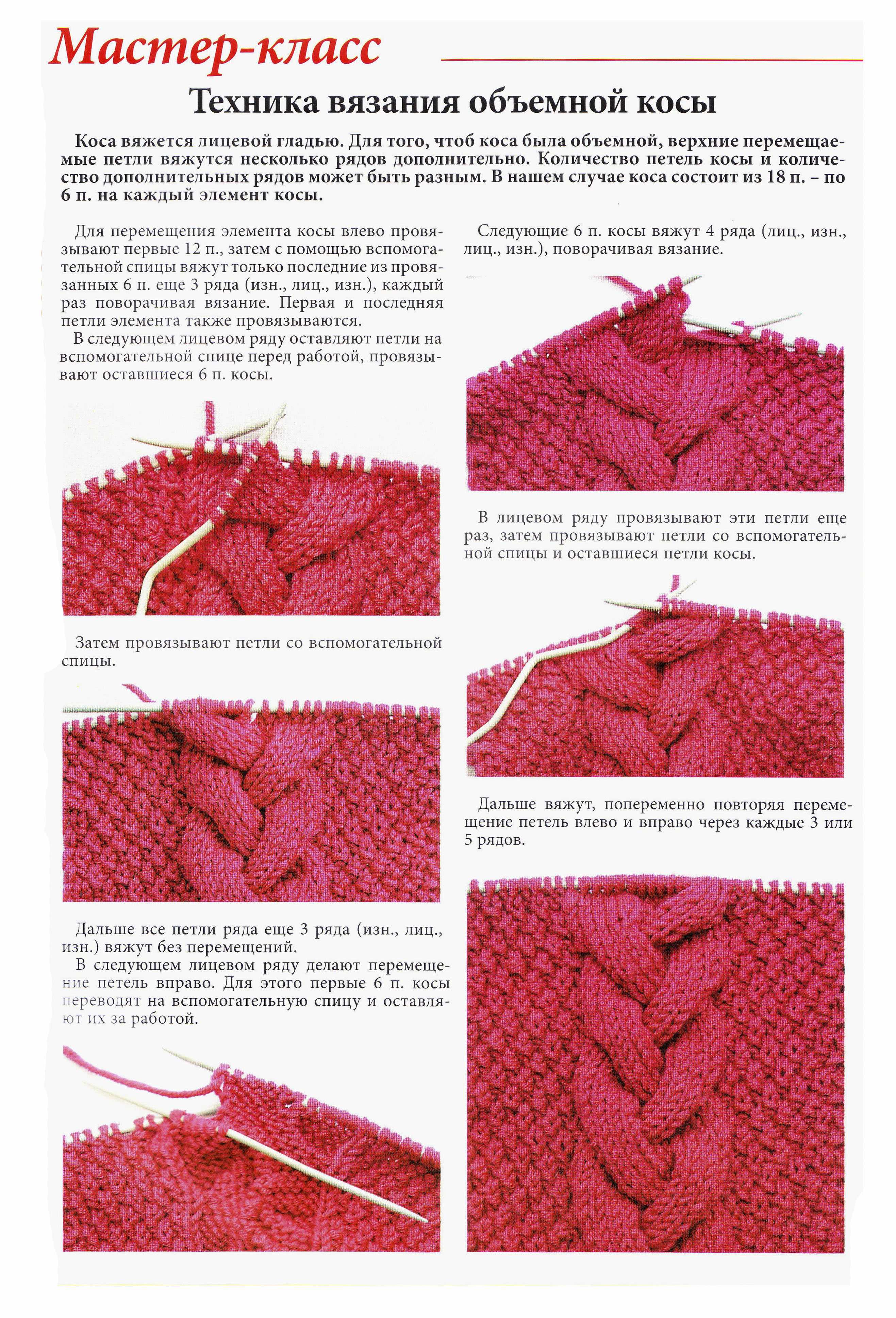 Пошаговые инструкции по вязанию объемных узоров спицами: коса, рельефные, с переплетением, шишечки, кубики Схемы вязания шапки, свитера и шарфа