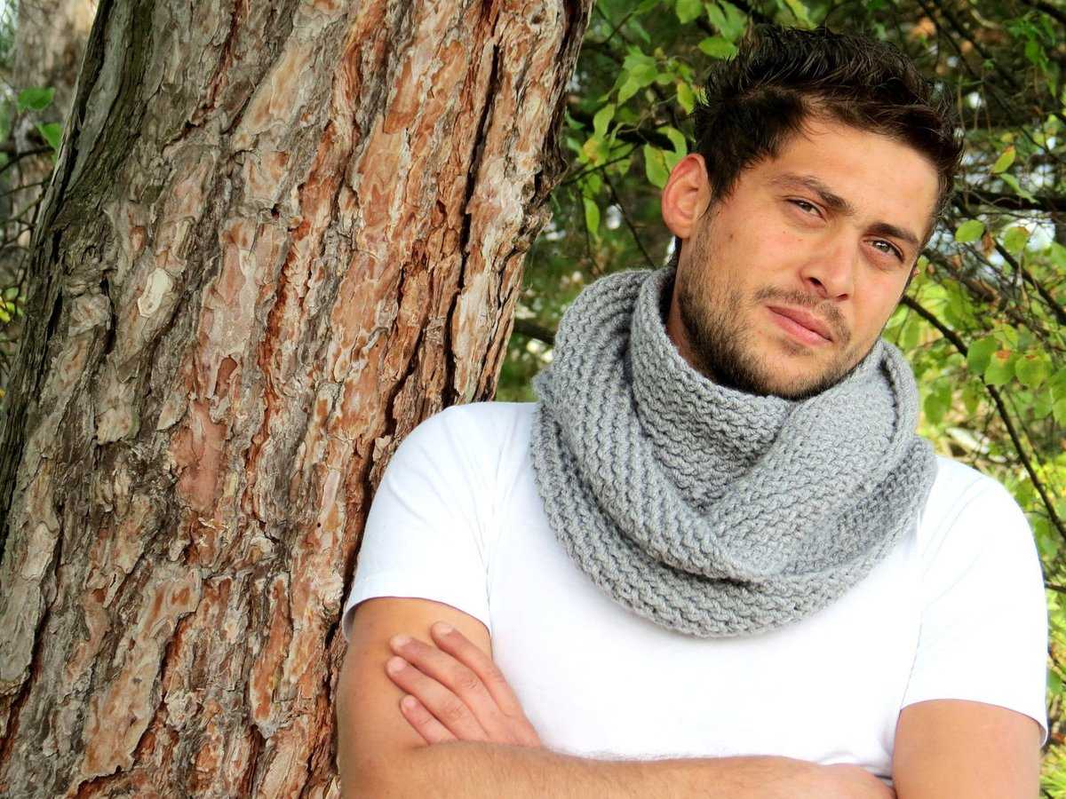 Шьём мужской шарф спицами (понятные схемы с описанием)