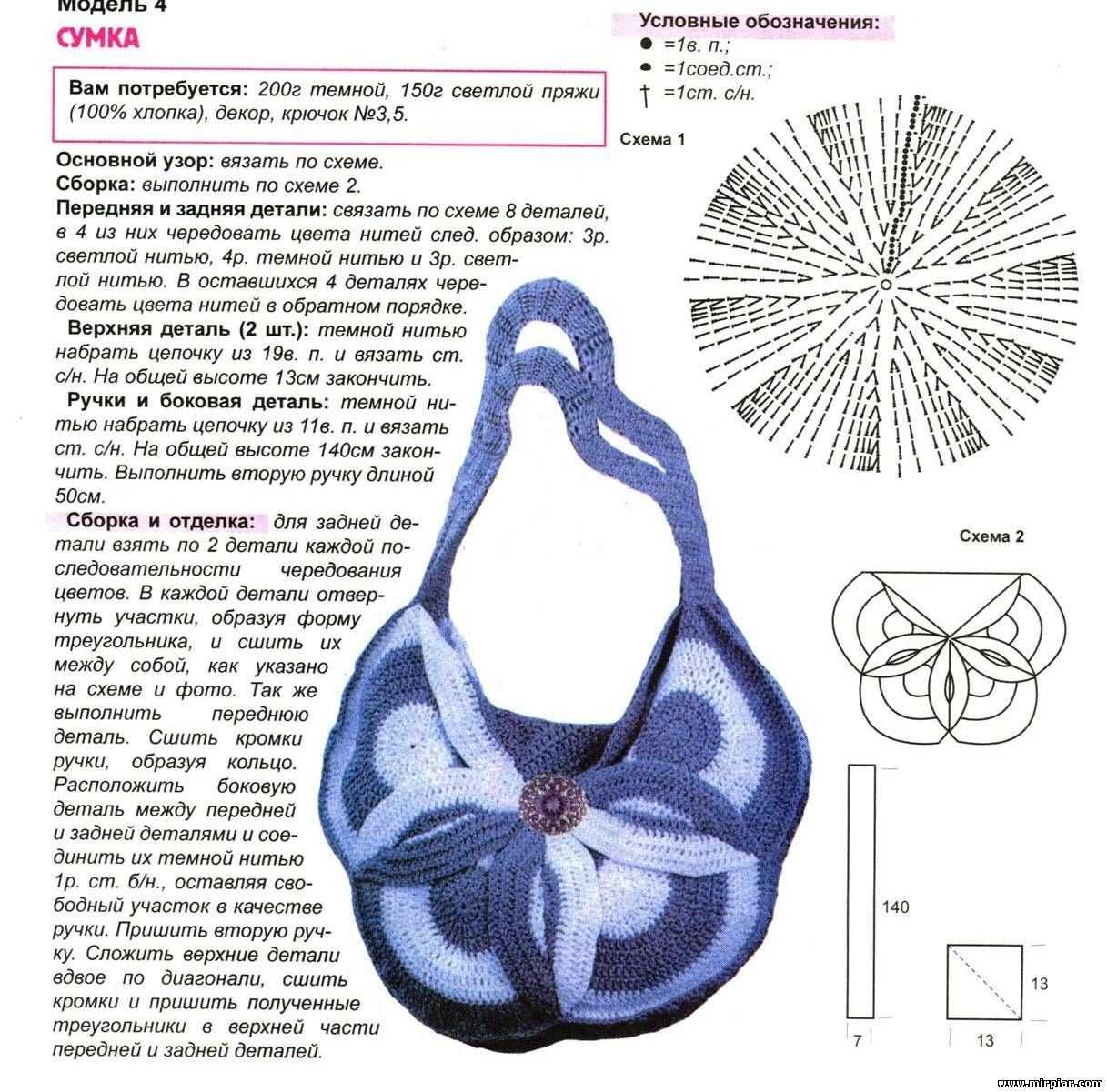 Вязание крючком сумок со схемами со схемой и подробным описанием