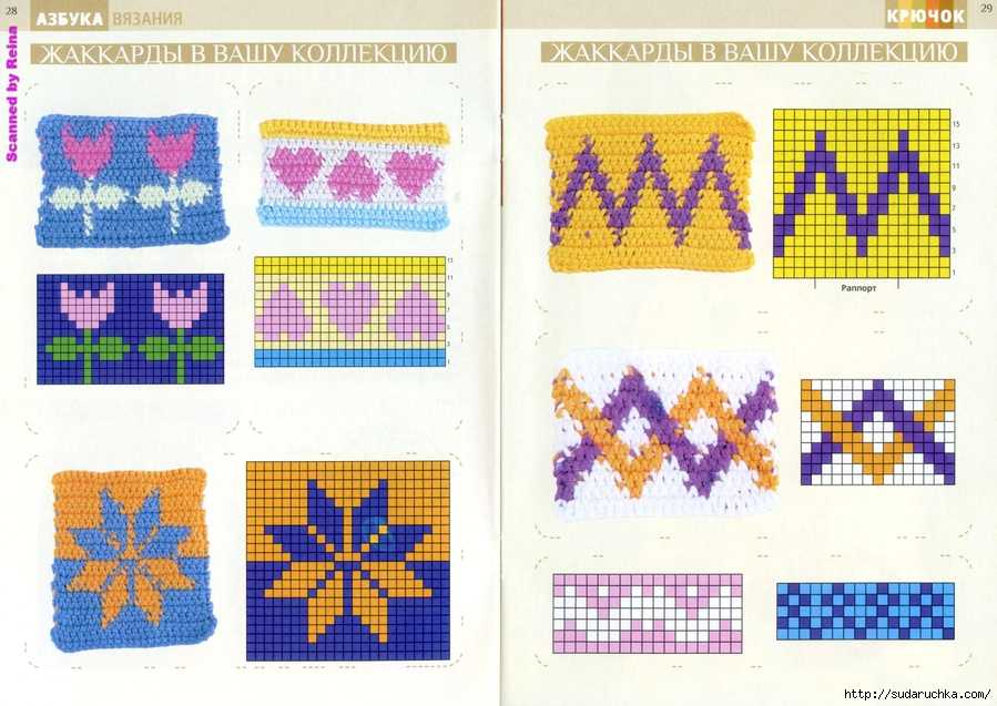 Схемы вязания спицами жаккардовых орнаментов. 4 способа вязания спицами жаккарда без протяжек