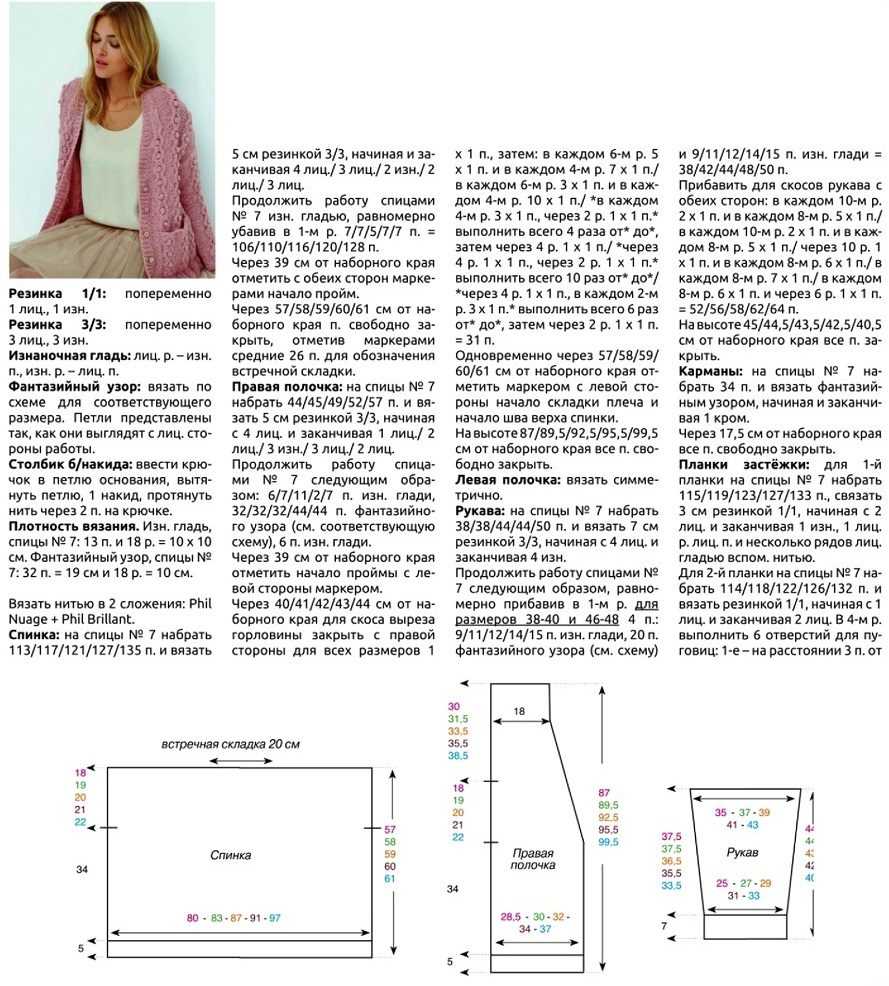 Кардиган вязаный оверсайз схема