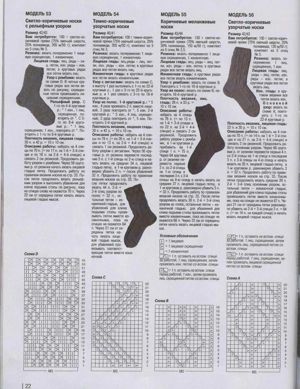 Вязание спицами носков на 5 спицах размер