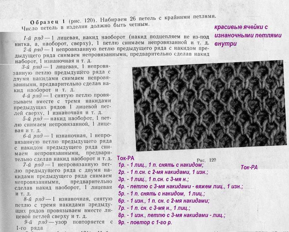 Вязание спицами соты шапки схема