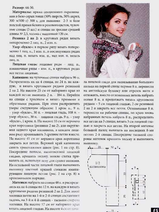 Описание капора для женщин и схемы вязание спицами