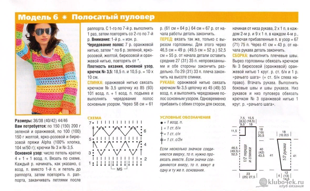 Пуловер крючком схемы и описание