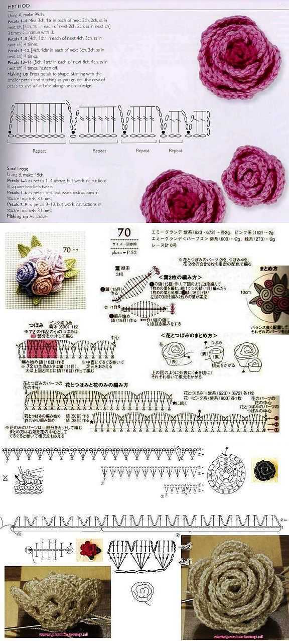 Роза крючком: пошаговая инструкция, как связать розу по фото схемам и подробному описанию для начинающих