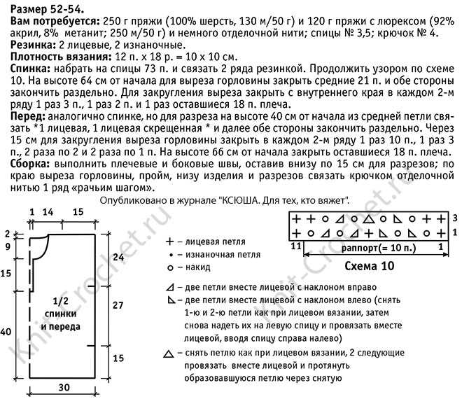 Жилетка женская вязаная спицами схема с описанием 46 размер