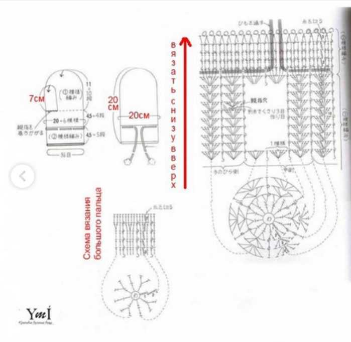 Схема вязания варежек крючком