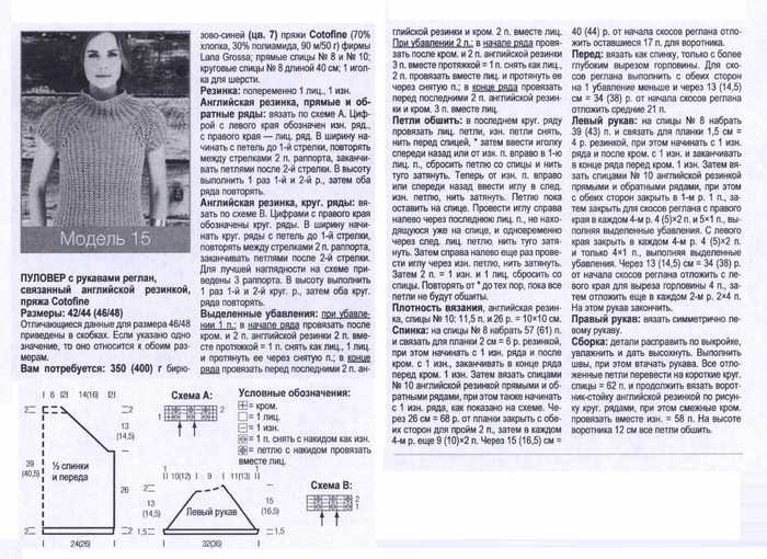 Свитер английской резинкой спицами женский реглан схема снизу