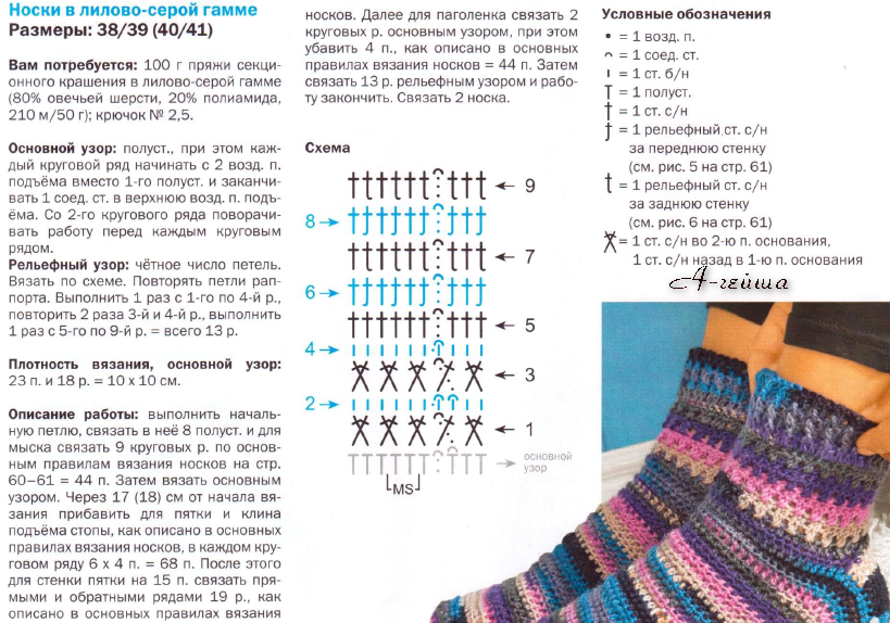 Красивые носки спицами с узором – 13 схем и описаний