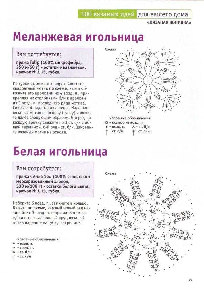 Вязаная игольница крючком схема описание