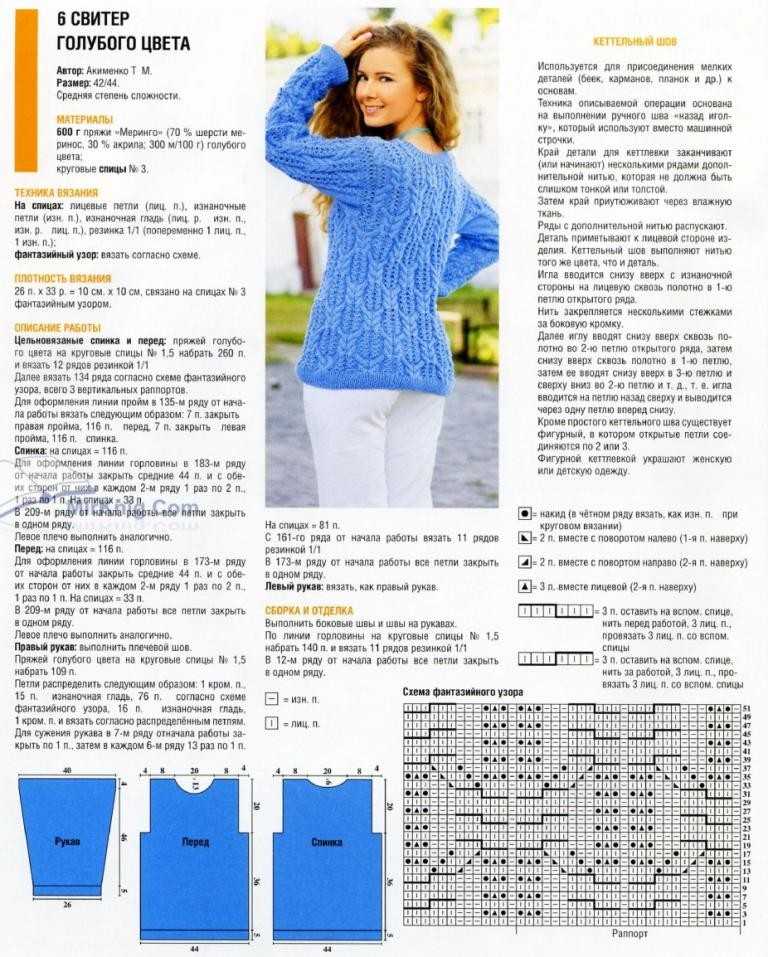Модный свитер спицами для женщин схемы и описание