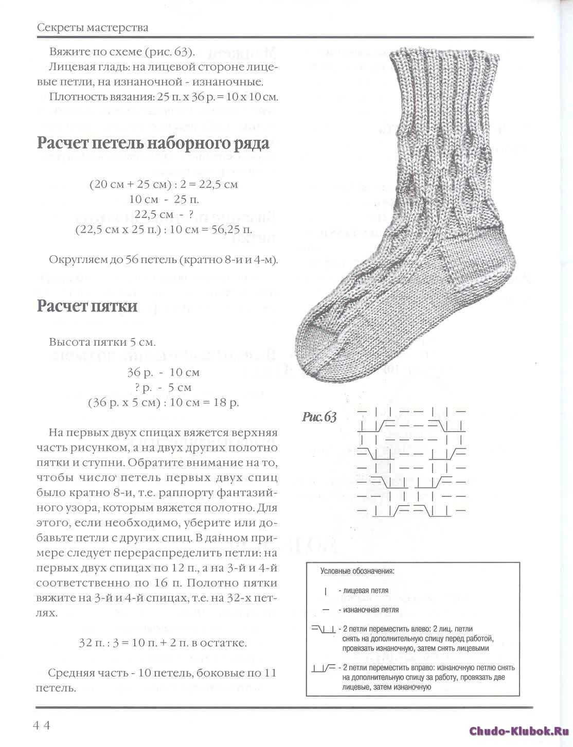 Интересные носки спицами с описанием и схемами