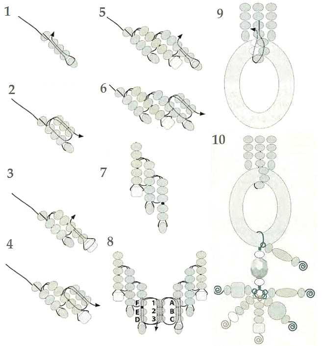 Лариат из бисера крючком схемы плетения