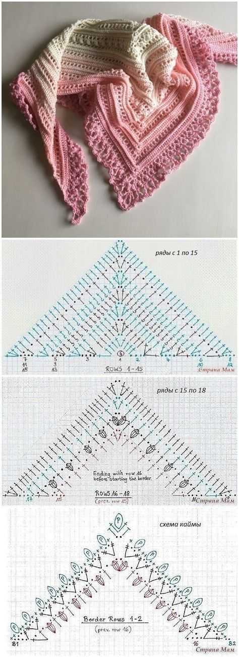 Вязаные крючком шарфы треугольные схема